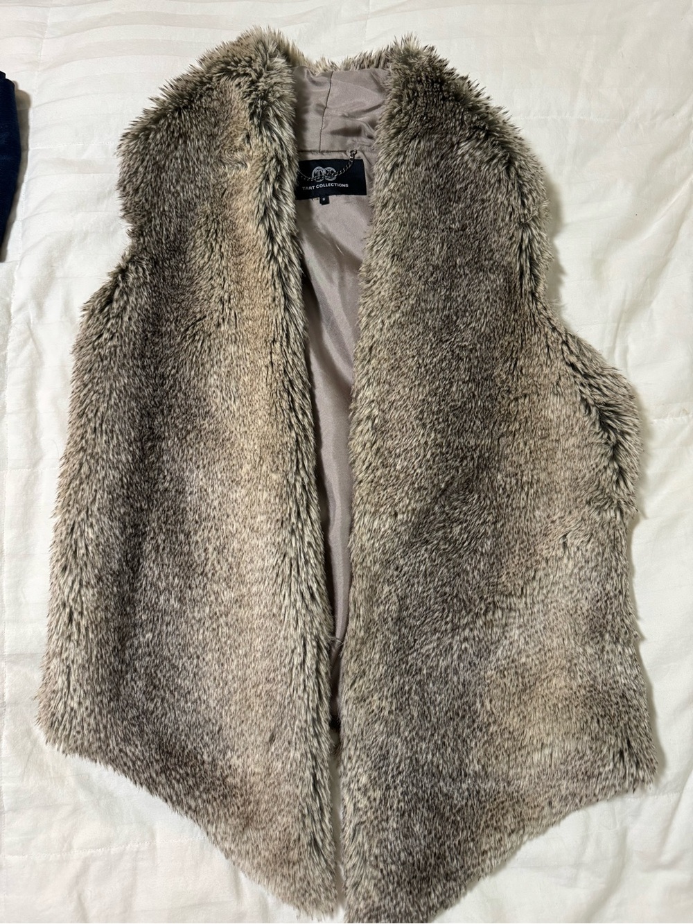 Tart Collections Neutral Faux Fur Vest in Beige Taupe